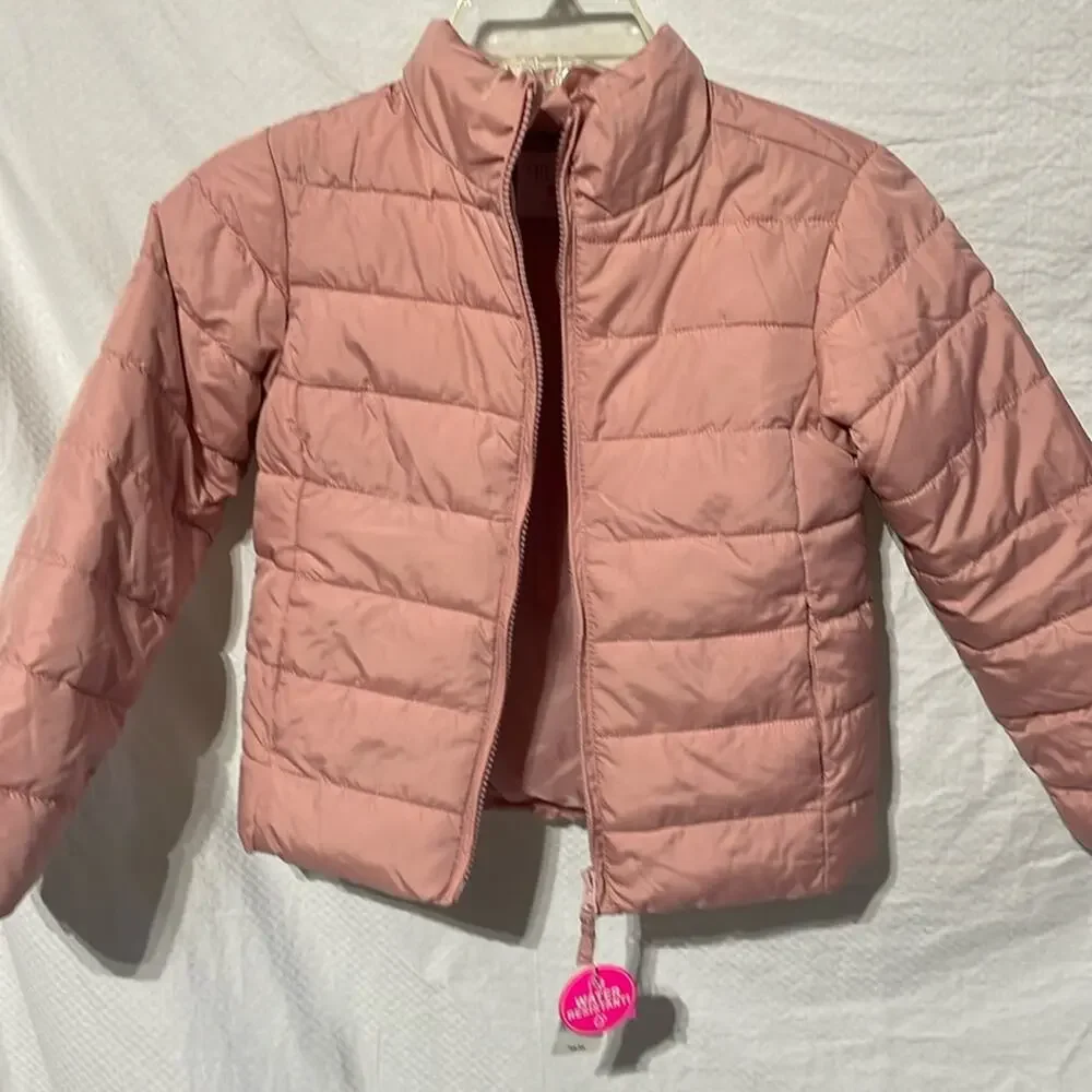 Childrens place S 5/6 pale pink full front zip puffer jacket coat pockets nwt